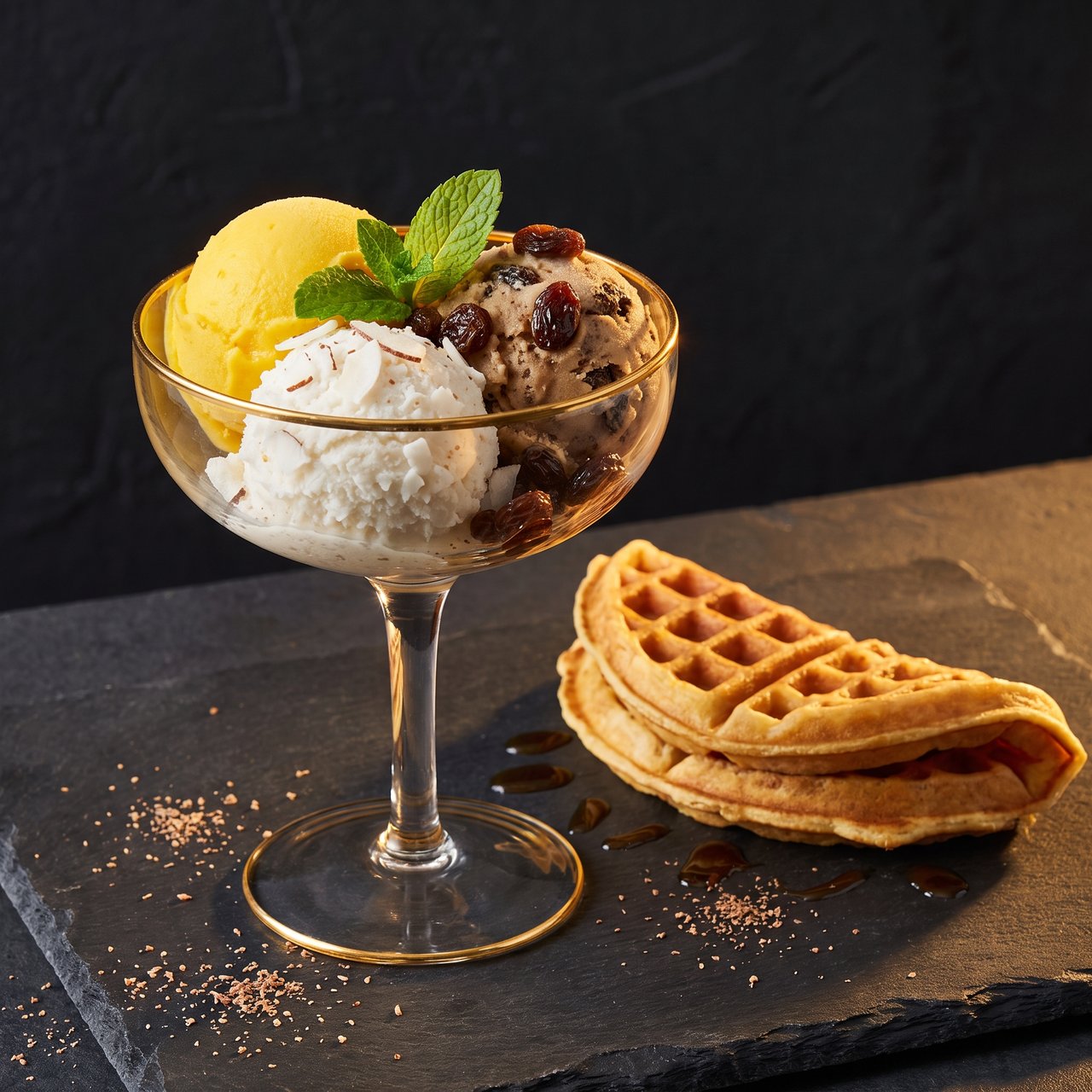 Welsh Scoop ice cream at Jerkeez 876, mango, coconut, rum and raisin, soursop